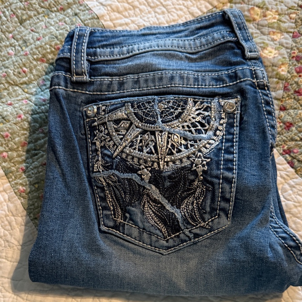 Miss Me Denim Jeans with Silver Embroidery